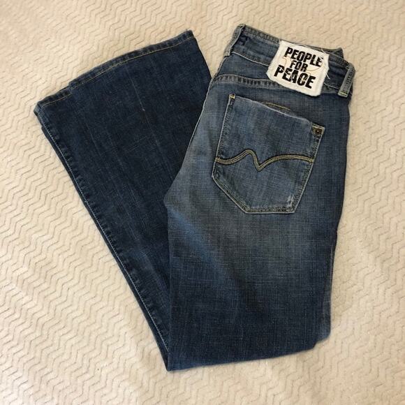 PEOPLE FOR PEACE Flare Leg Denim Jeans Womens Size 28 High Rise Blue Denim - Picture 8 of 10
